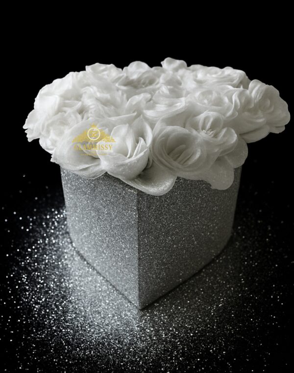 Silver heart white roses Silver heart white roses